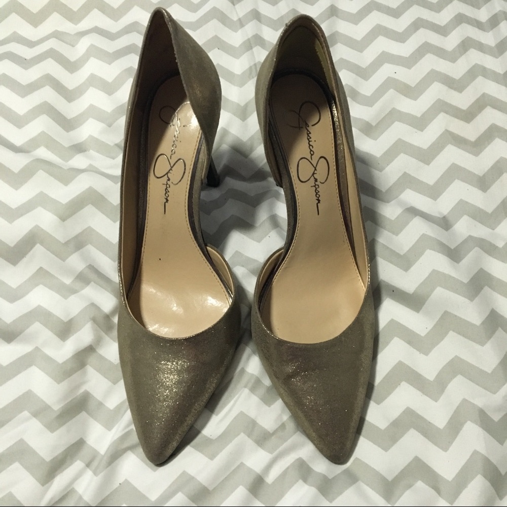 Jessica Simpson gold heels